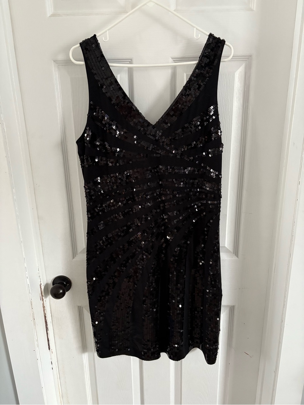 le chateau Black Sequin V-Neck Mini Dress